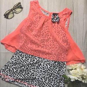 Girls 14 White Pink Cheetah Print Tank Top EUC